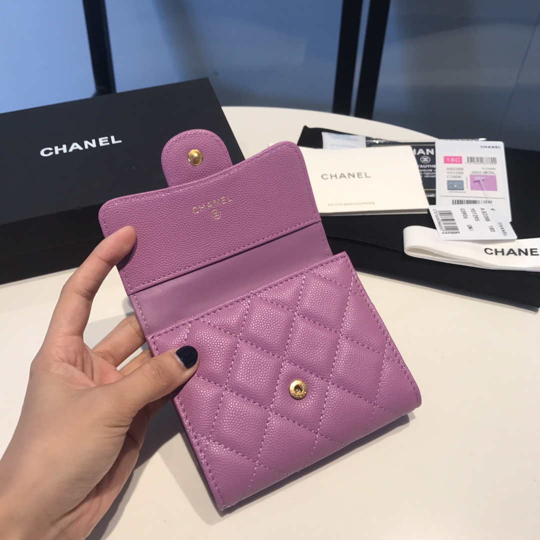 Chanel AP0231 Classic Small FLAP Wallet Calfskin Purple Gold - Default Title - View 7