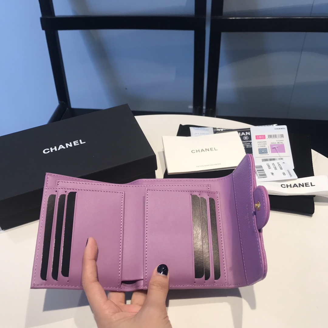 Chanel AP0231 Classic Small FLAP Wallet Calfskin Purple Gold - Default Title - View 9