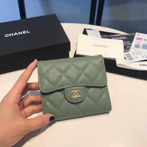 Chanel AP0231 Classic Small FLAP Wallet Calfskin Green Gold - Default Title - View 1