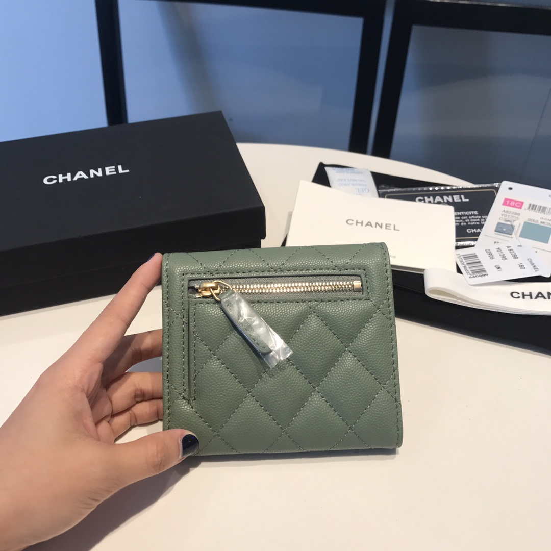 Chanel AP0231 Classic Small FLAP Wallet Calfskin Green Gold - Default Title - View 3