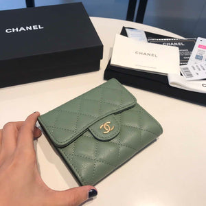 Chanel AP0231 Classic Small FLAP Wallet Calfskin Green Gold - Default Title - View 4
