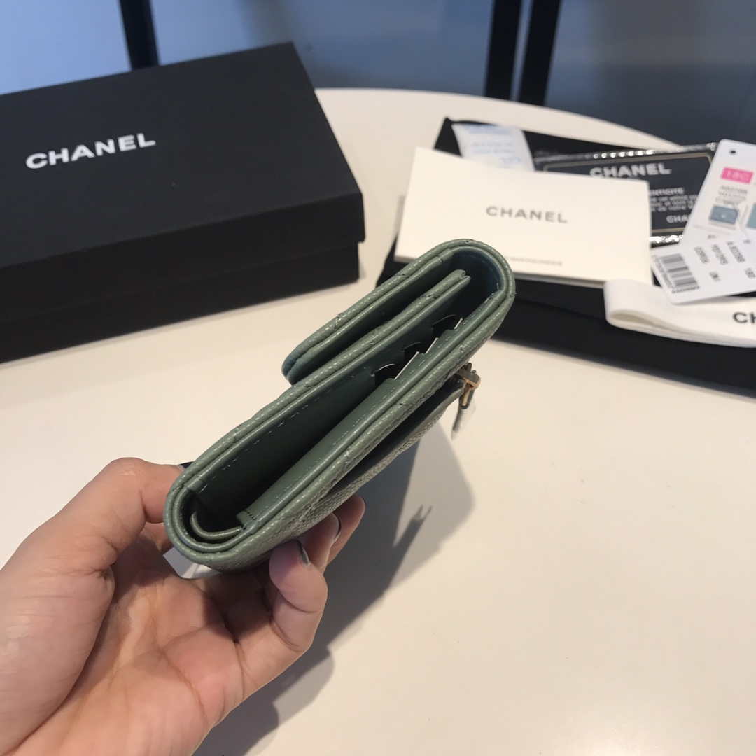 Chanel AP0231 Classic Small FLAP Wallet Calfskin Green Gold - Default Title - View 5