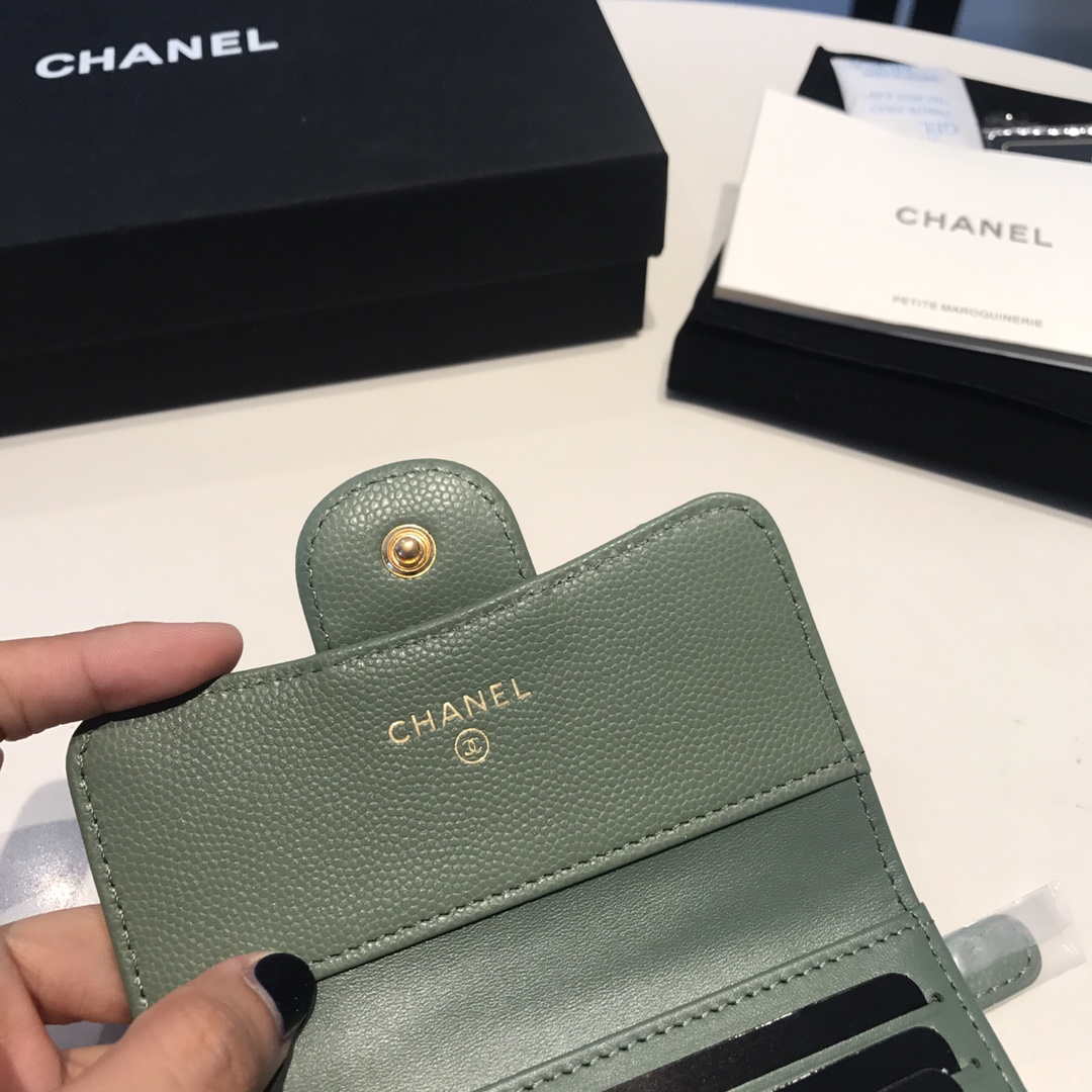 Chanel AP0231 Classic Small FLAP Wallet Calfskin Green Gold - Default Title - View 7