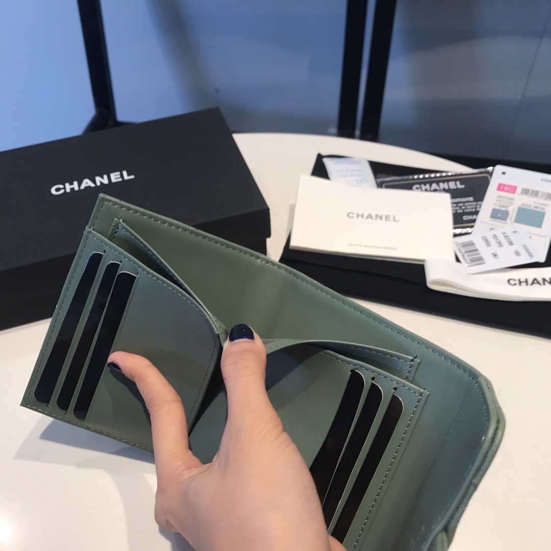 Chanel AP0231 Classic Small FLAP Wallet Calfskin Green Gold - Default Title - View 9