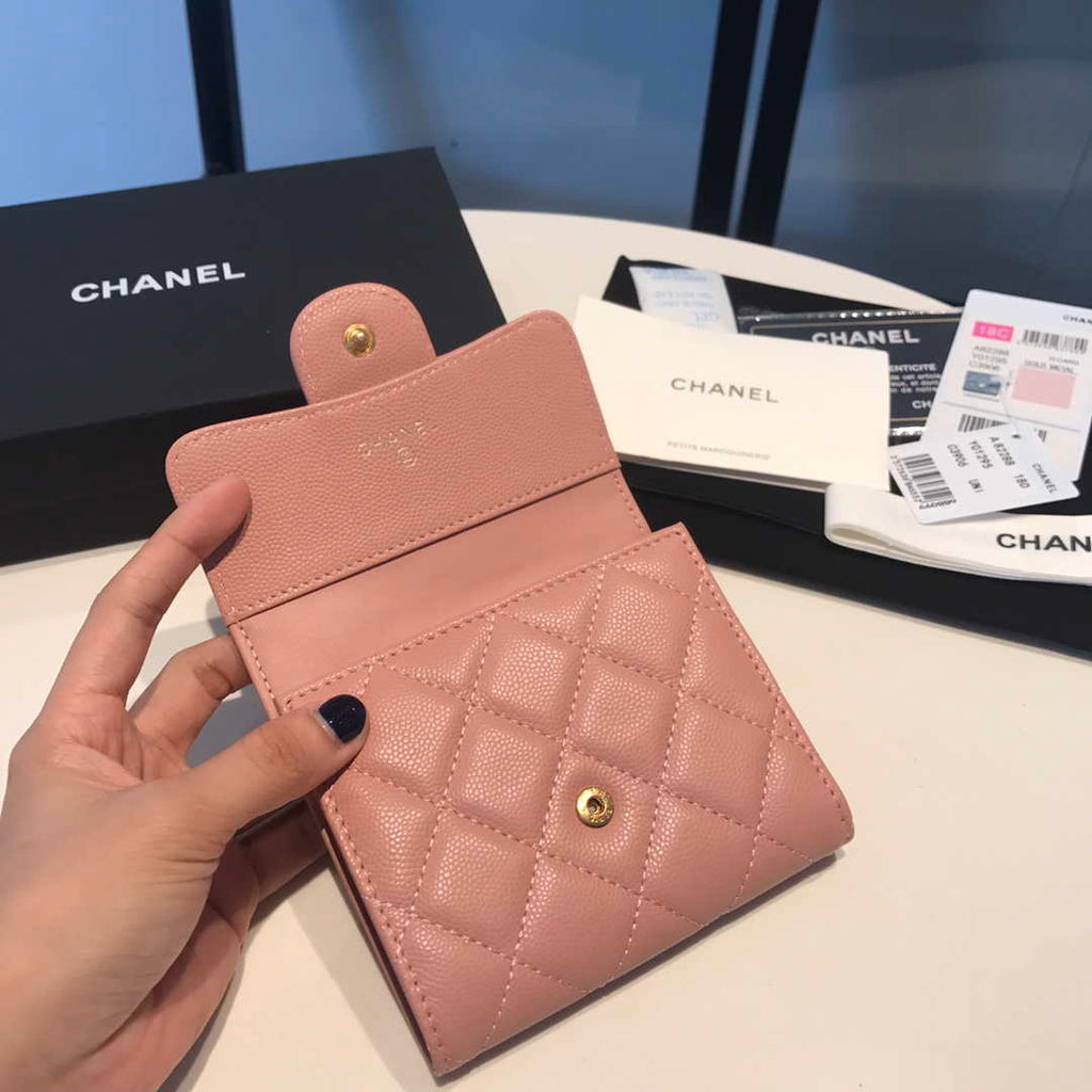 Chanel AP0231 Classic Small FLAP Wallet Calfskin Pink Gold