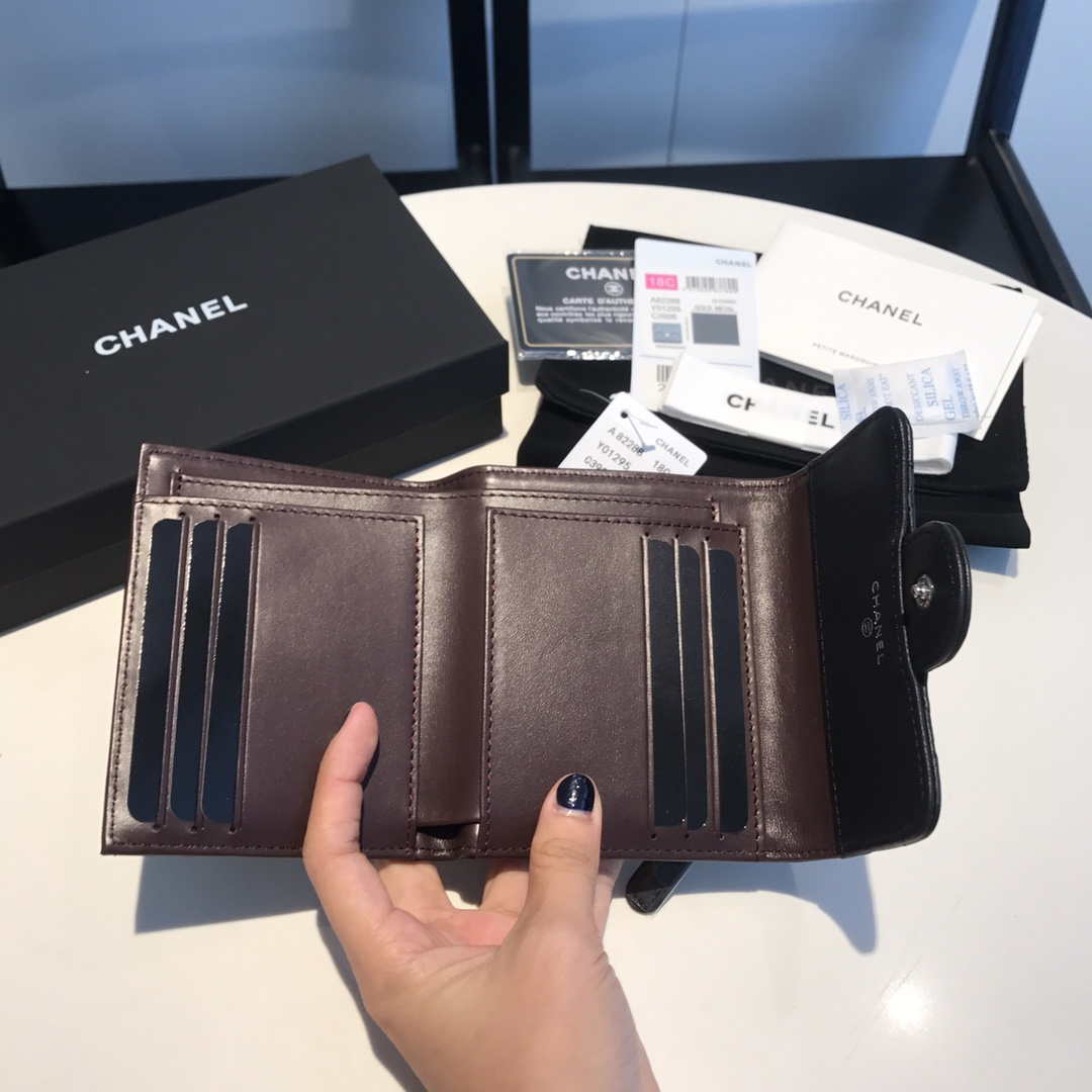 Chanel AP0231 Classic Small FLAP Wallet Lambskin Black Silver - Default Title - View 8