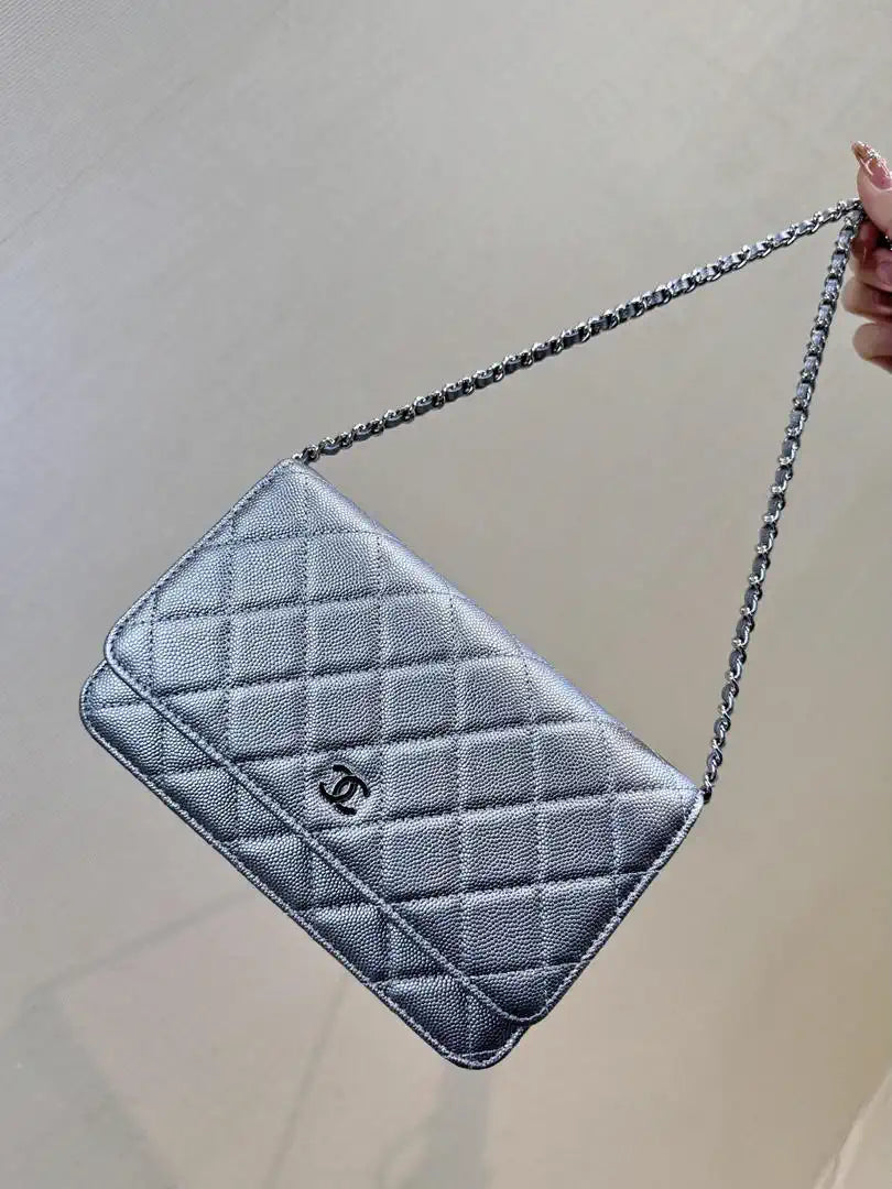 Chanel AP0250 Wallet on Chain Calfskin Silver