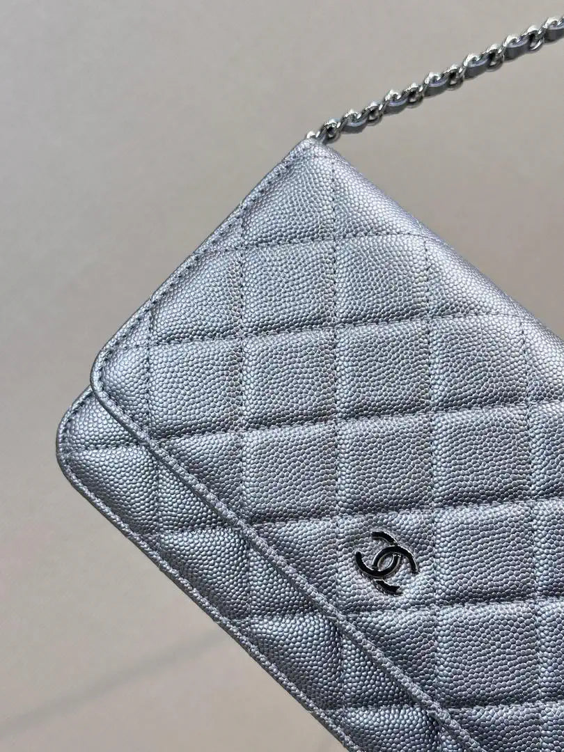 Chanel AP0250 Wallet on Chain Calfskin Silver