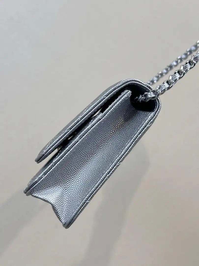 Chanel AP0250 Wallet on Chain Calfskin Silver