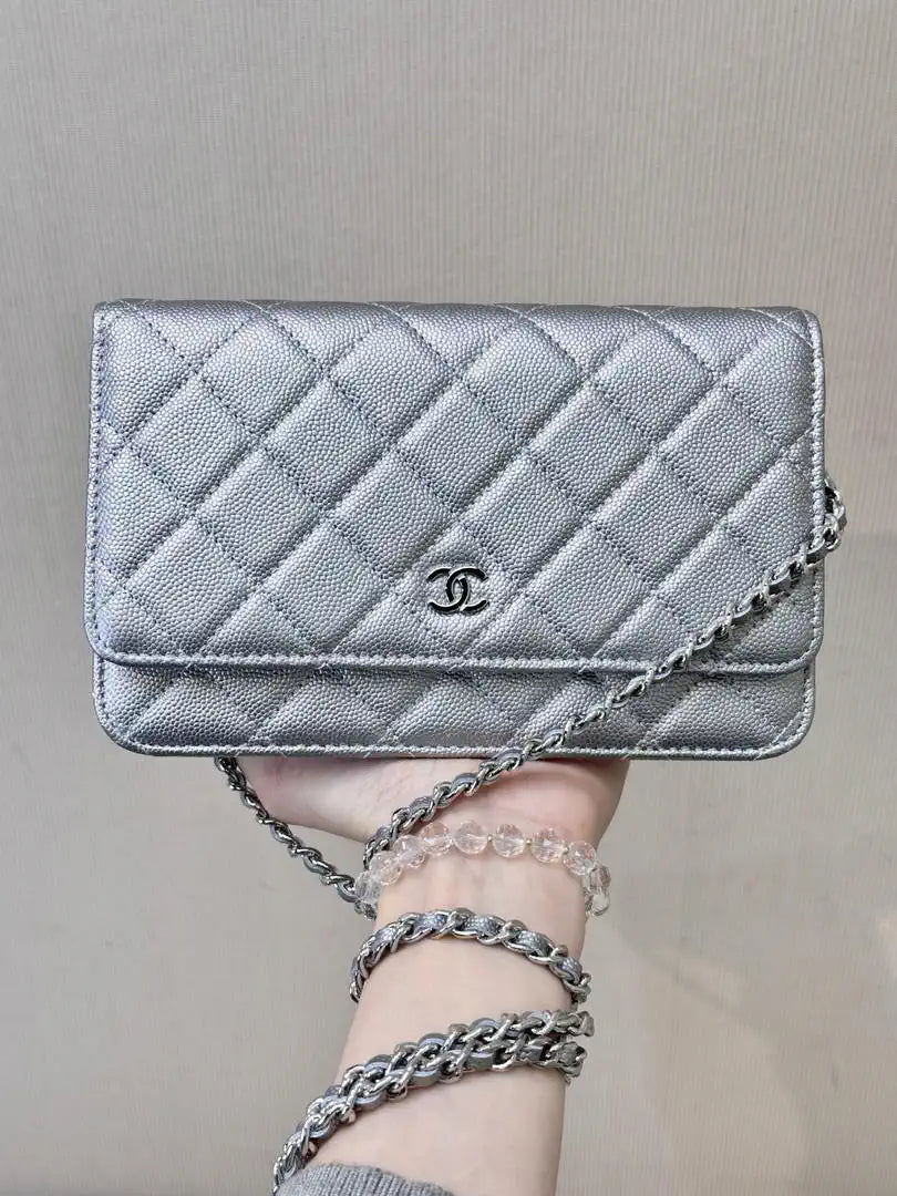 Chanel AP0250 Wallet on Chain Calfskin Silver