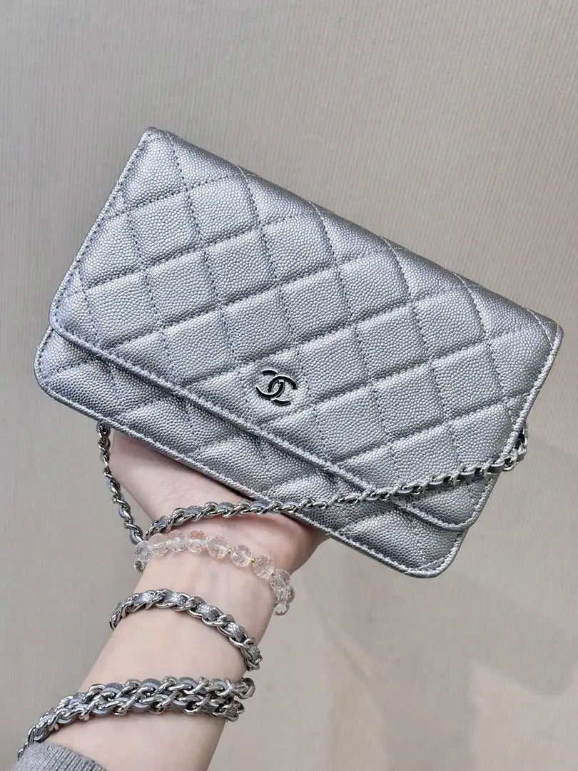 Chanel AP0250 Wallet on Chain Calfskin Silver