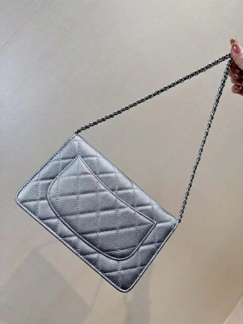 Chanel AP0250 Wallet on Chain Calfskin Silver