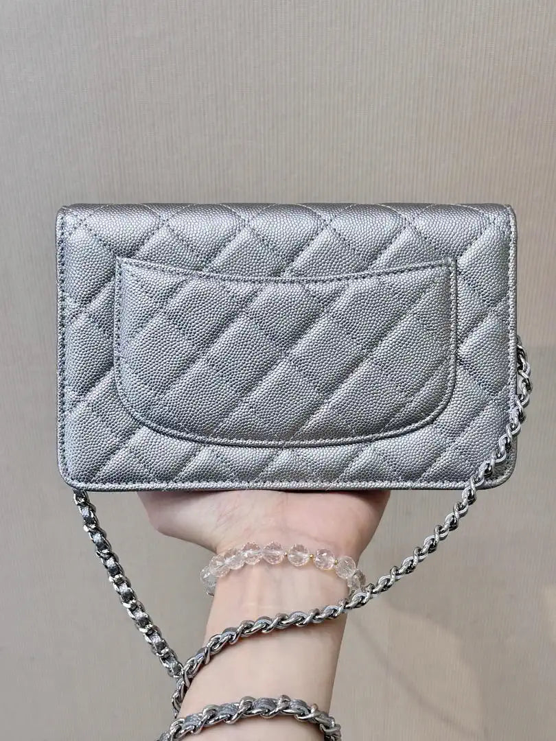 Chanel AP0250 Wallet on Chain Calfskin Silver