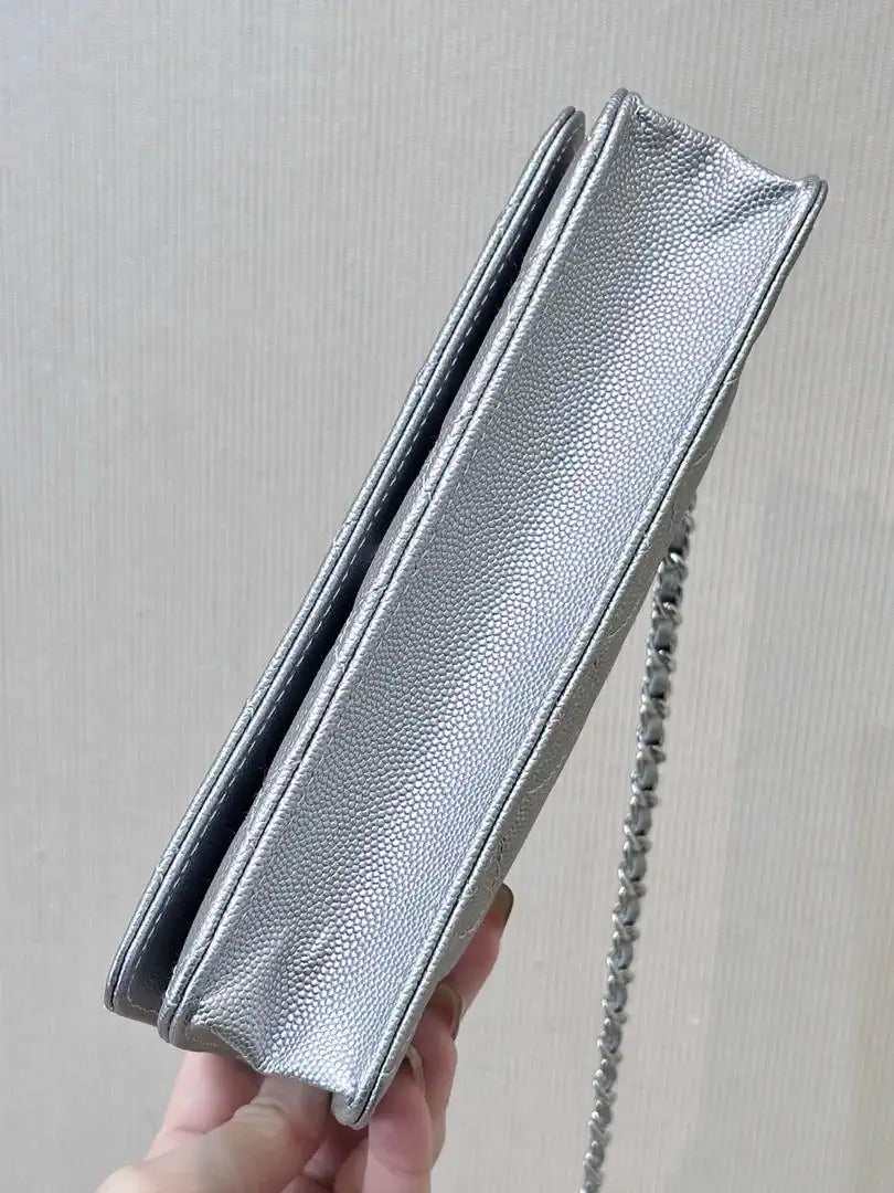 Chanel AP0250 Wallet on Chain Calfskin Silver