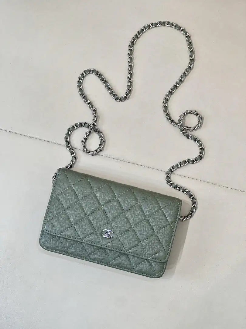 Chanel AP0250 Wallet on Chain Calfskin Turquoise