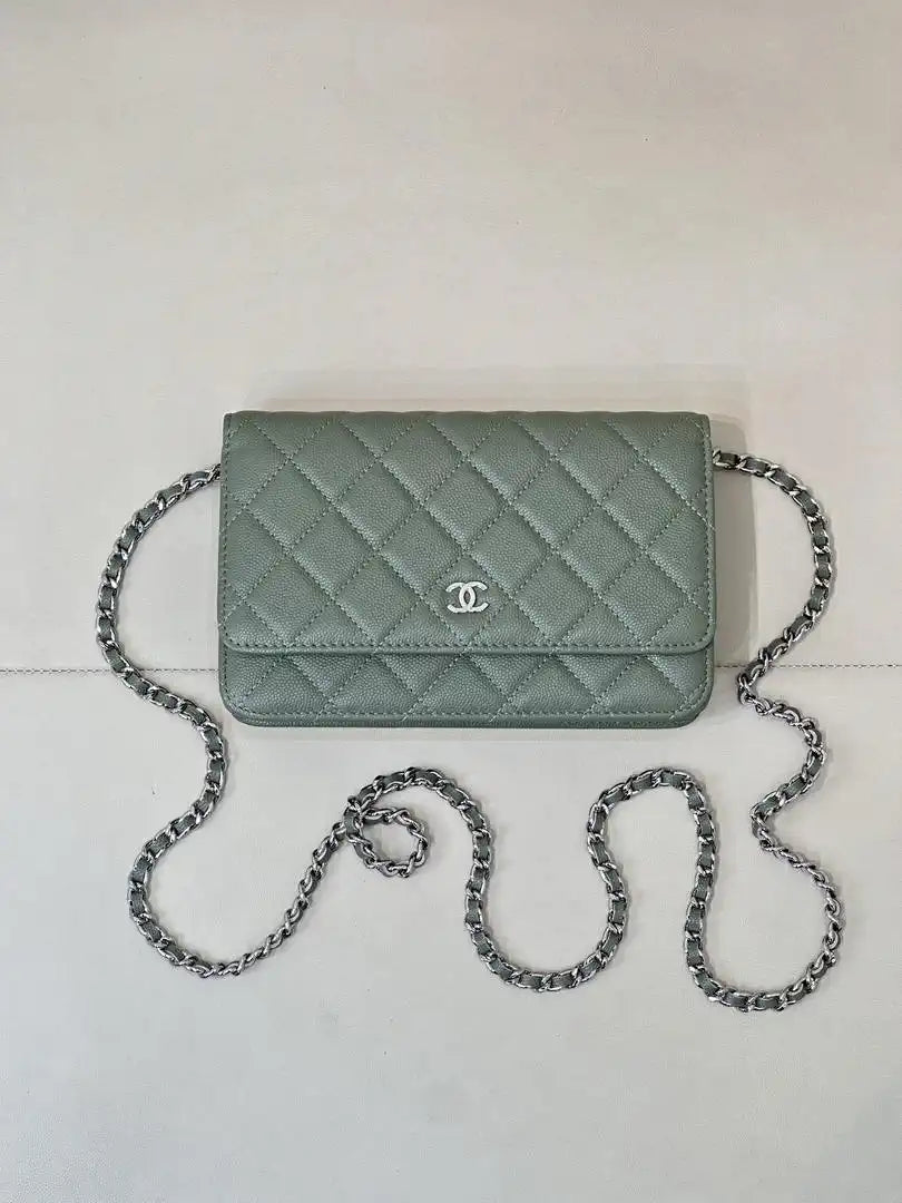 Chanel AP0250 Wallet on Chain Calfskin Turquoise