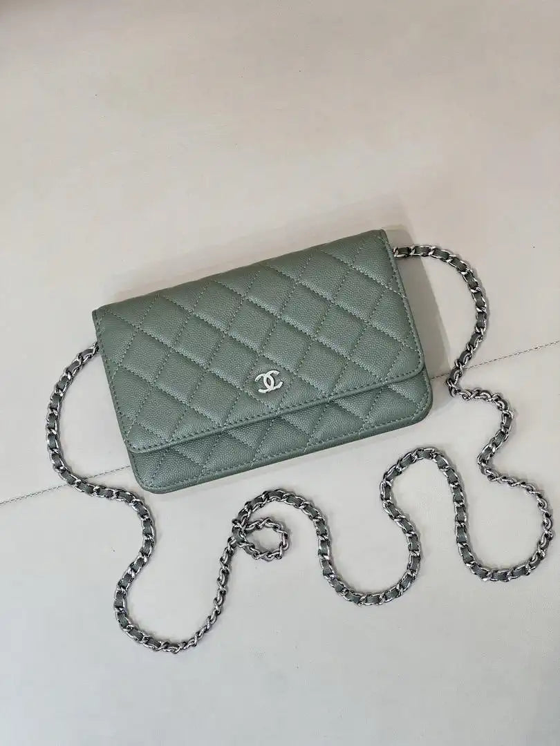Chanel AP0250 Wallet on Chain Calfskin Turquoise