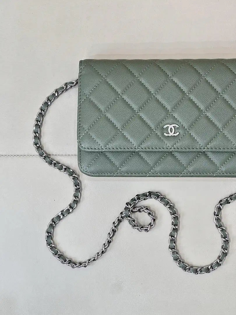Chanel AP0250 Wallet on Chain Calfskin Turquoise