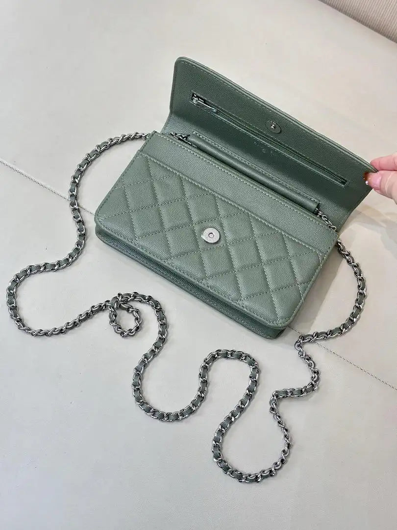 Chanel AP0250 Wallet on Chain Calfskin Turquoise