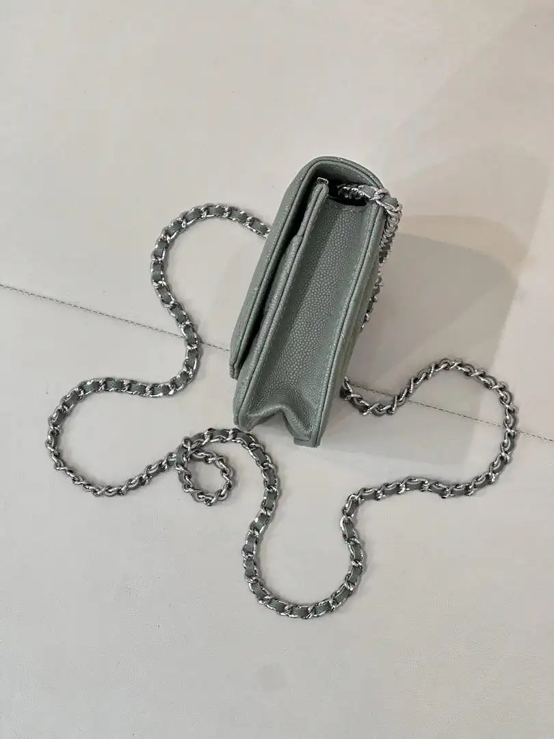 Chanel AP0250 Wallet on Chain Calfskin Turquoise