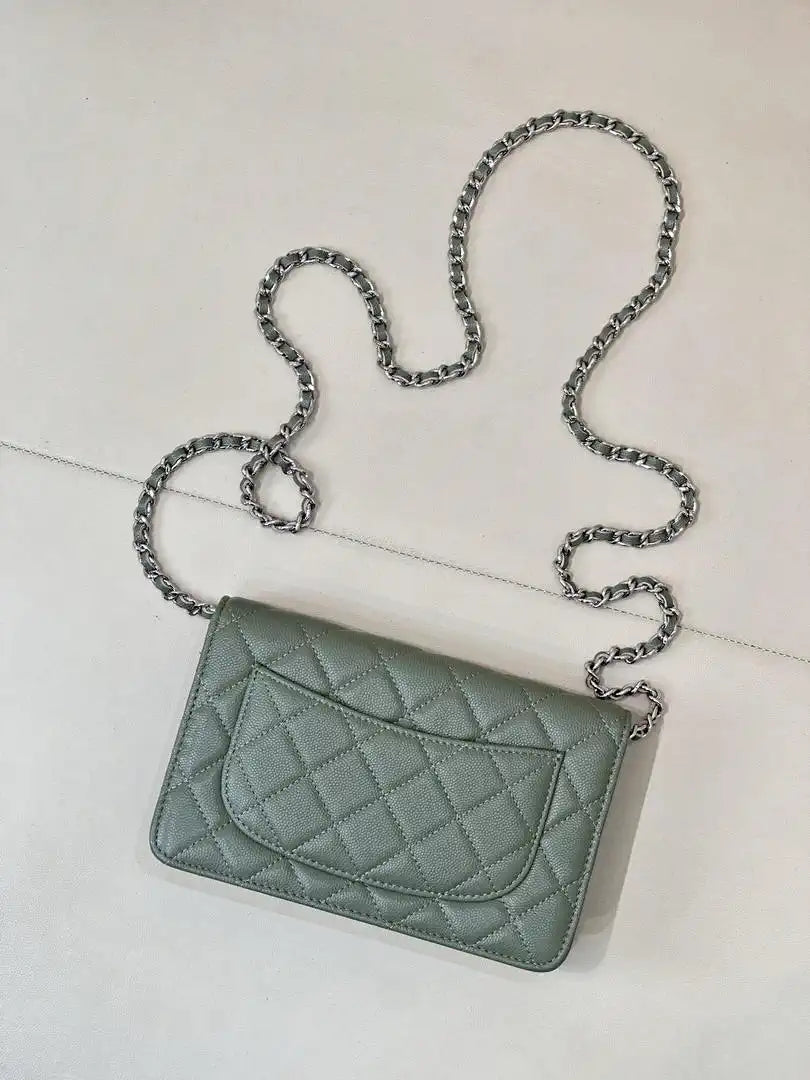 Chanel AP0250 Wallet on Chain Calfskin Turquoise