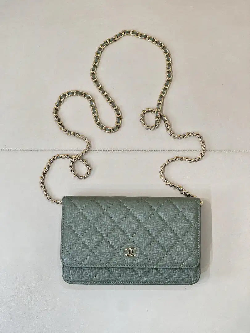 Chanel AP0250 Wallet on Chain Calfskin Turquoise