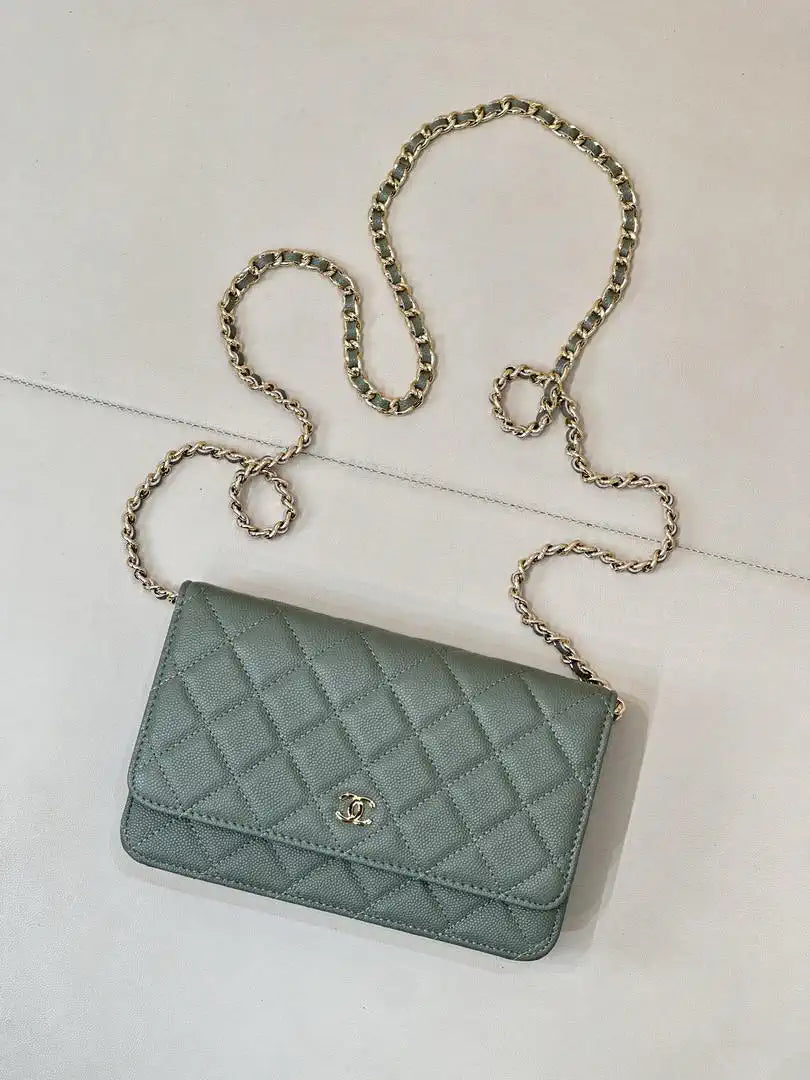 Chanel AP0250 Wallet on Chain Calfskin Turquoise