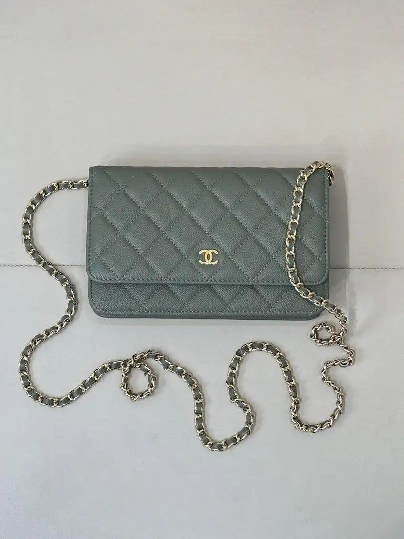 Chanel AP0250 Wallet on Chain Calfskin Turquoise