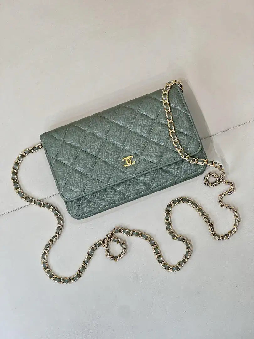 Chanel AP0250 Wallet on Chain Calfskin Turquoise