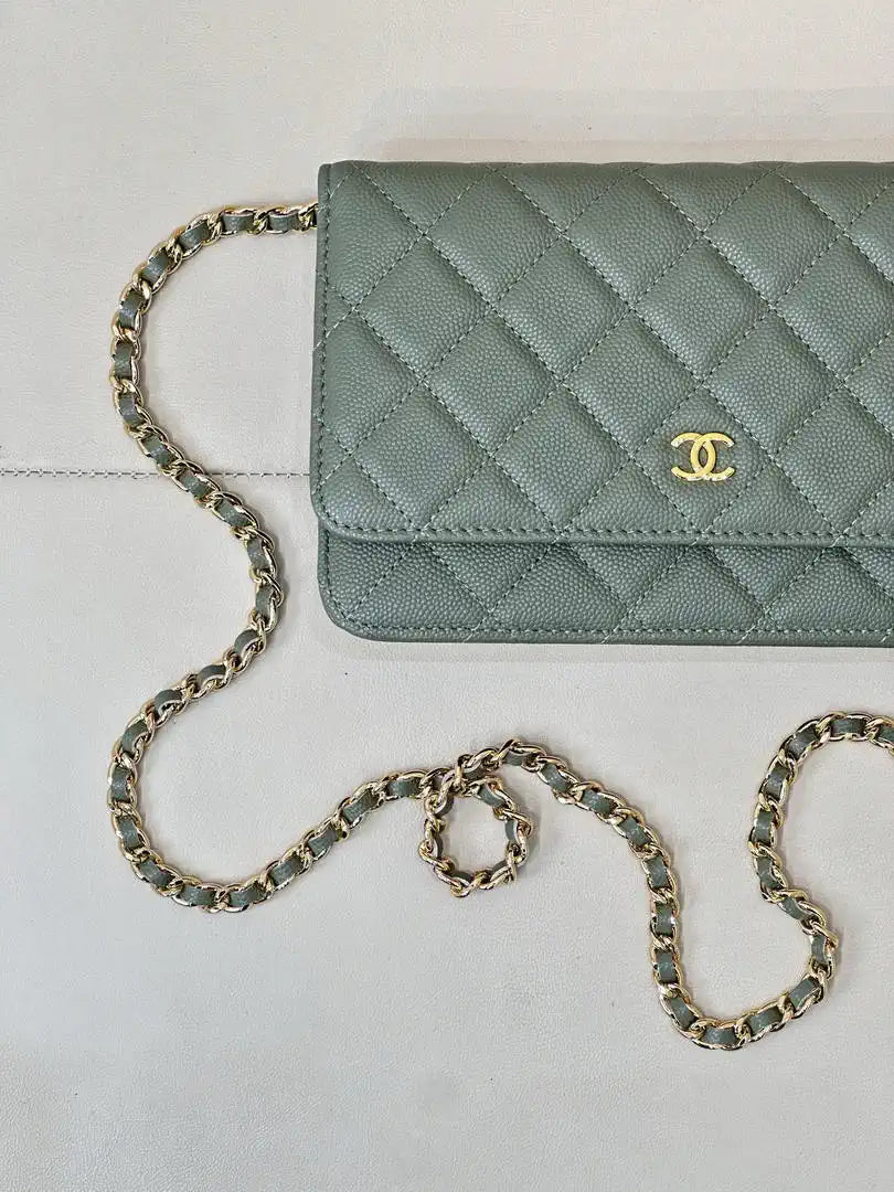 Chanel AP0250 Wallet on Chain Calfskin Turquoise