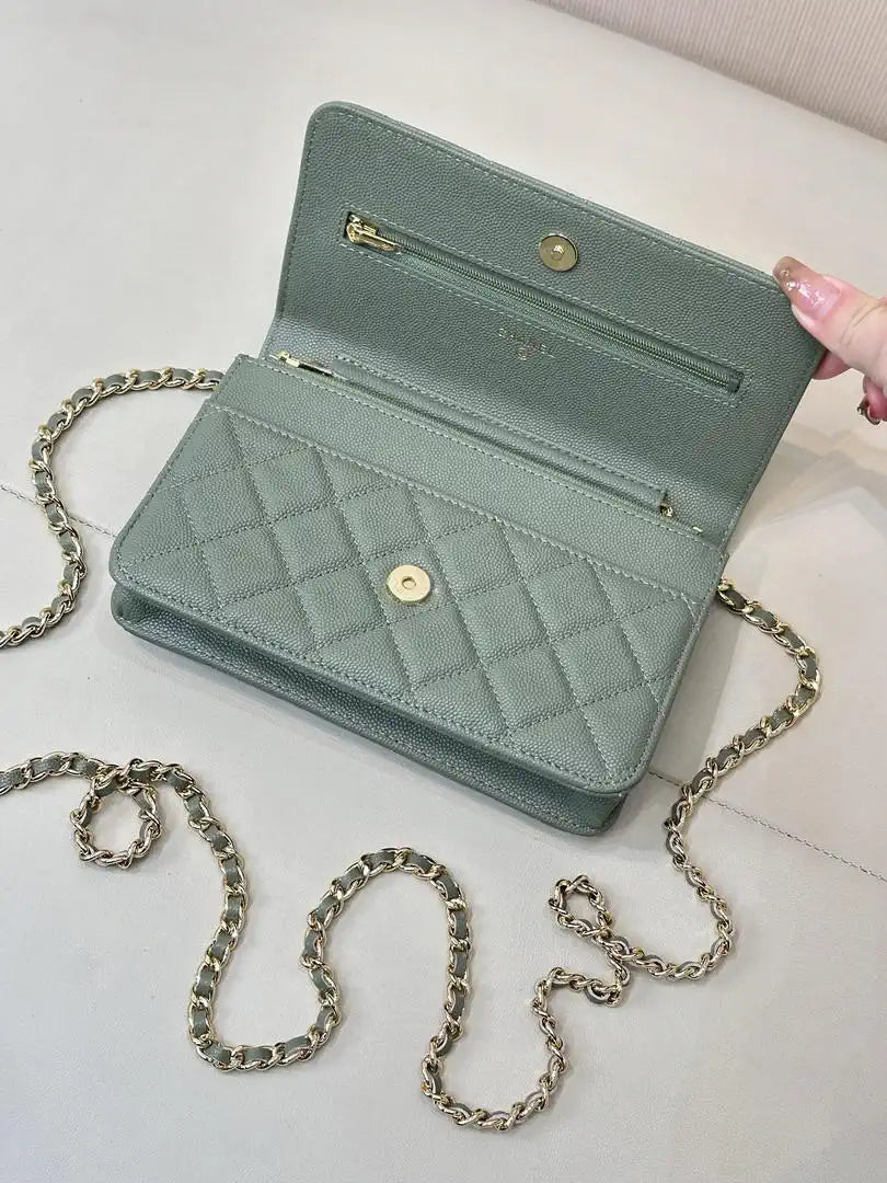 Chanel AP0250 Wallet on Chain Calfskin Turquoise
