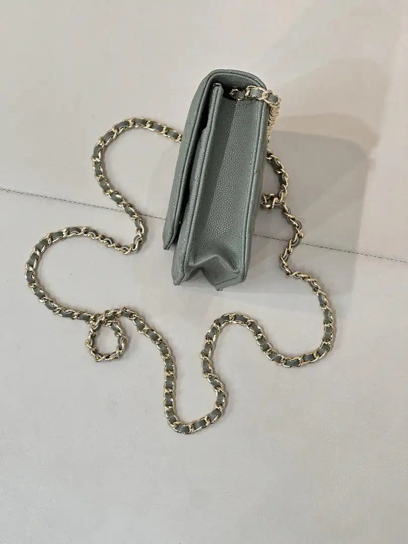 Chanel AP0250 Wallet on Chain Calfskin Turquoise