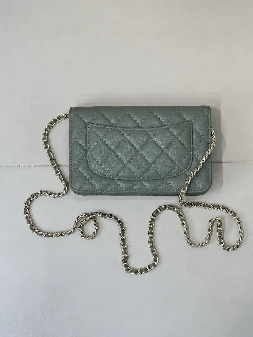 Chanel AP0250 Wallet on Chain Calfskin Turquoise