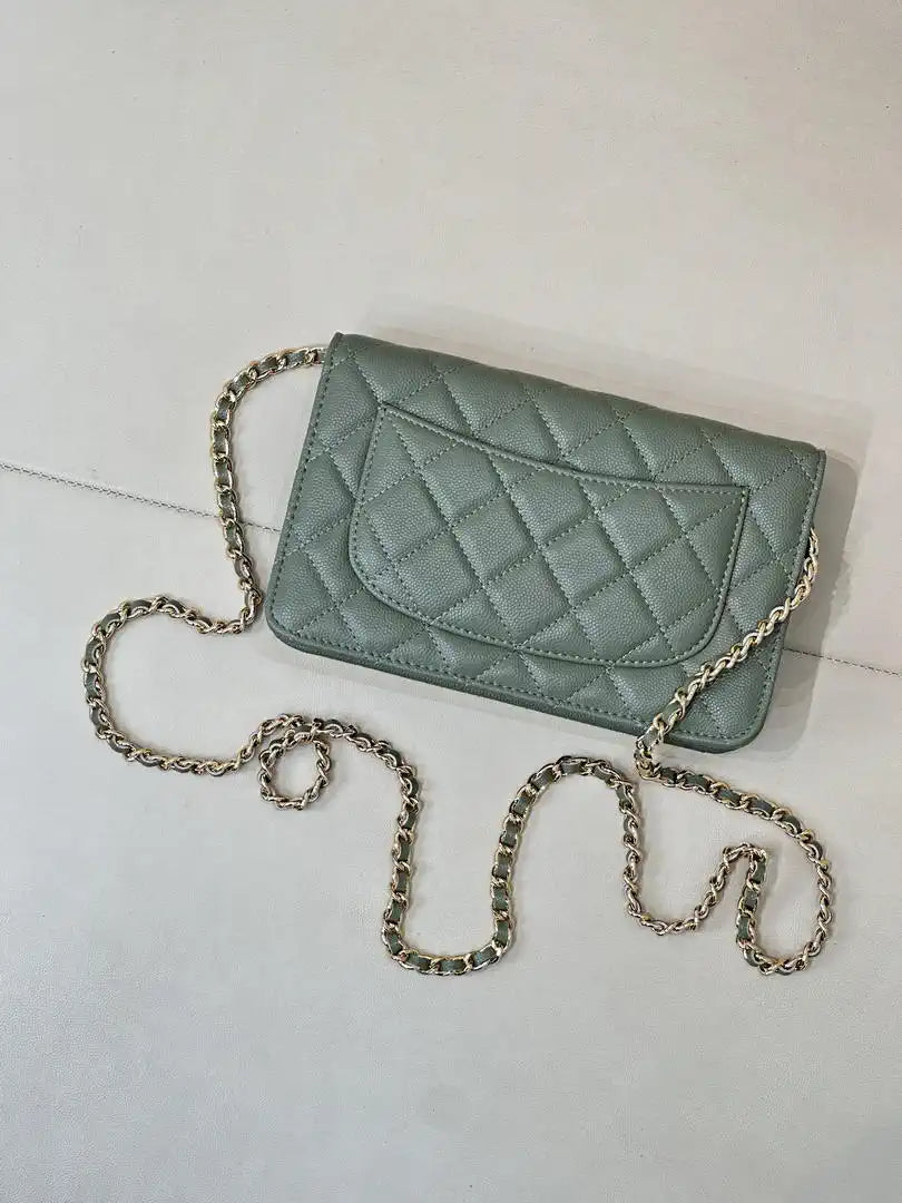 Chanel AP0250 Wallet on Chain Calfskin Turquoise
