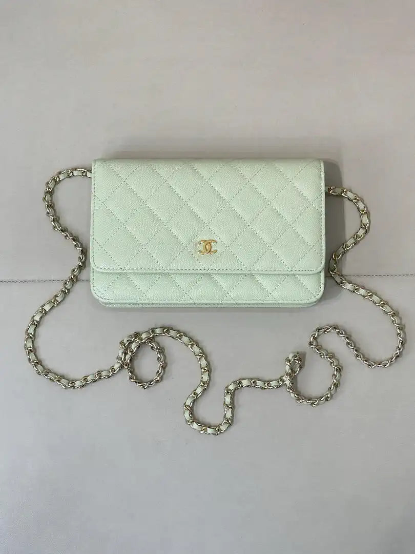Chanel AP0250 Wallet on Chain Calfskin Light Green