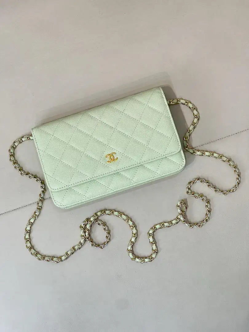Chanel AP0250 Wallet on Chain Calfskin Light Green