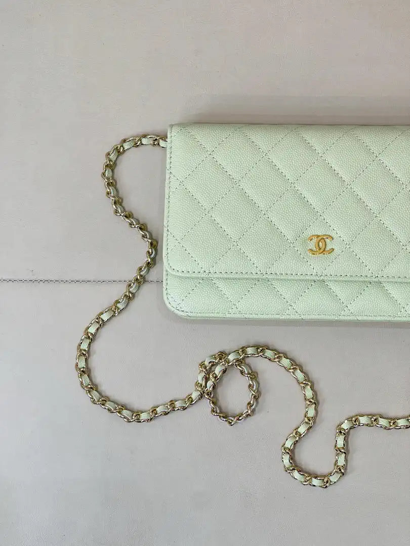 Chanel AP0250 Wallet on Chain Calfskin Light Green