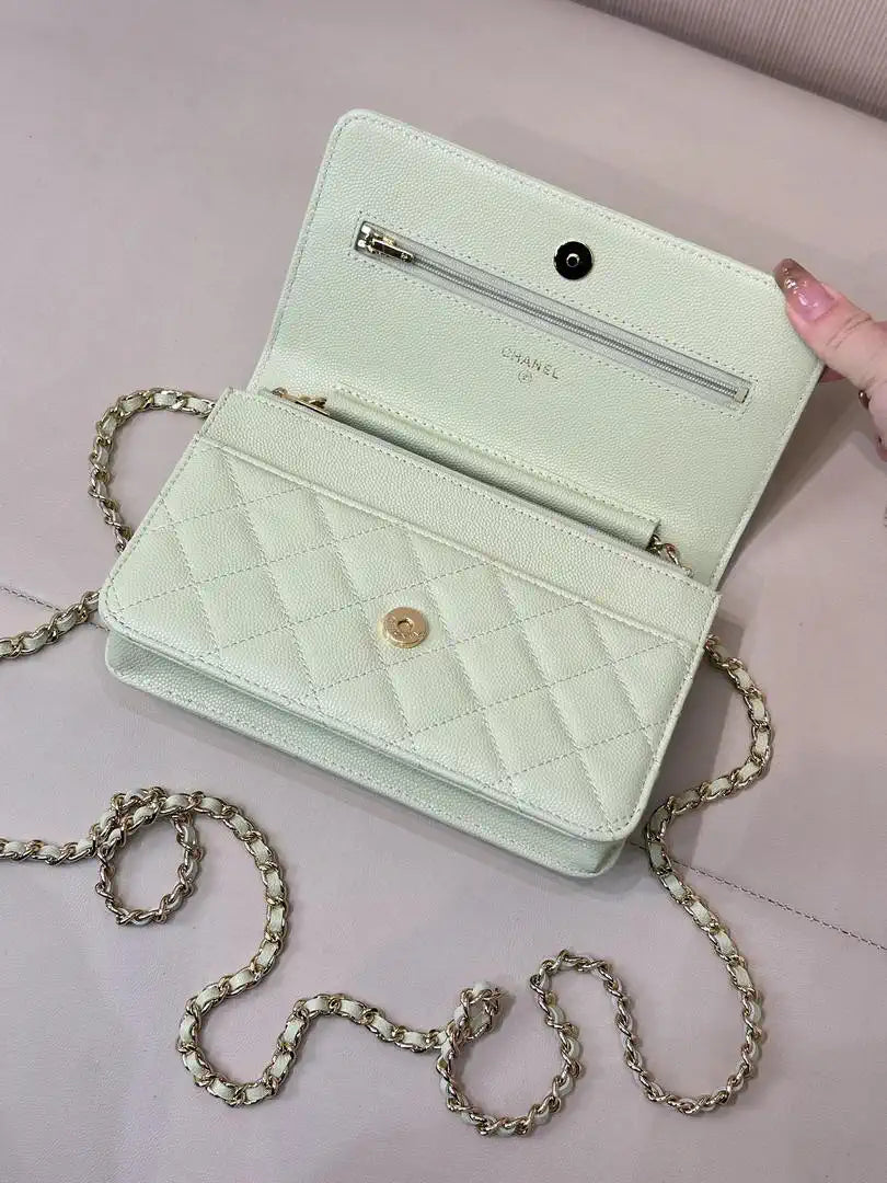 Chanel AP0250 Wallet on Chain Calfskin Light Green