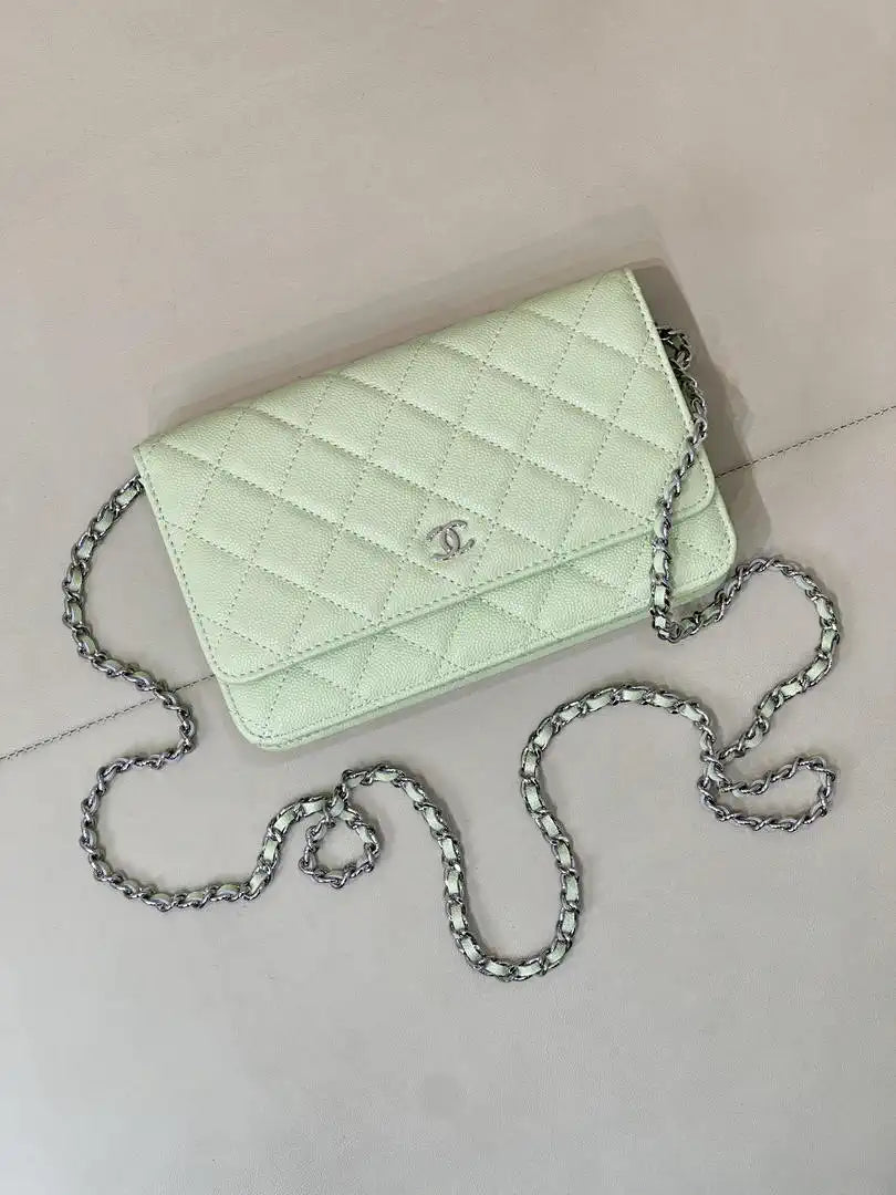 Chanel AP0250 Wallet on Chain Calfskin Light Green