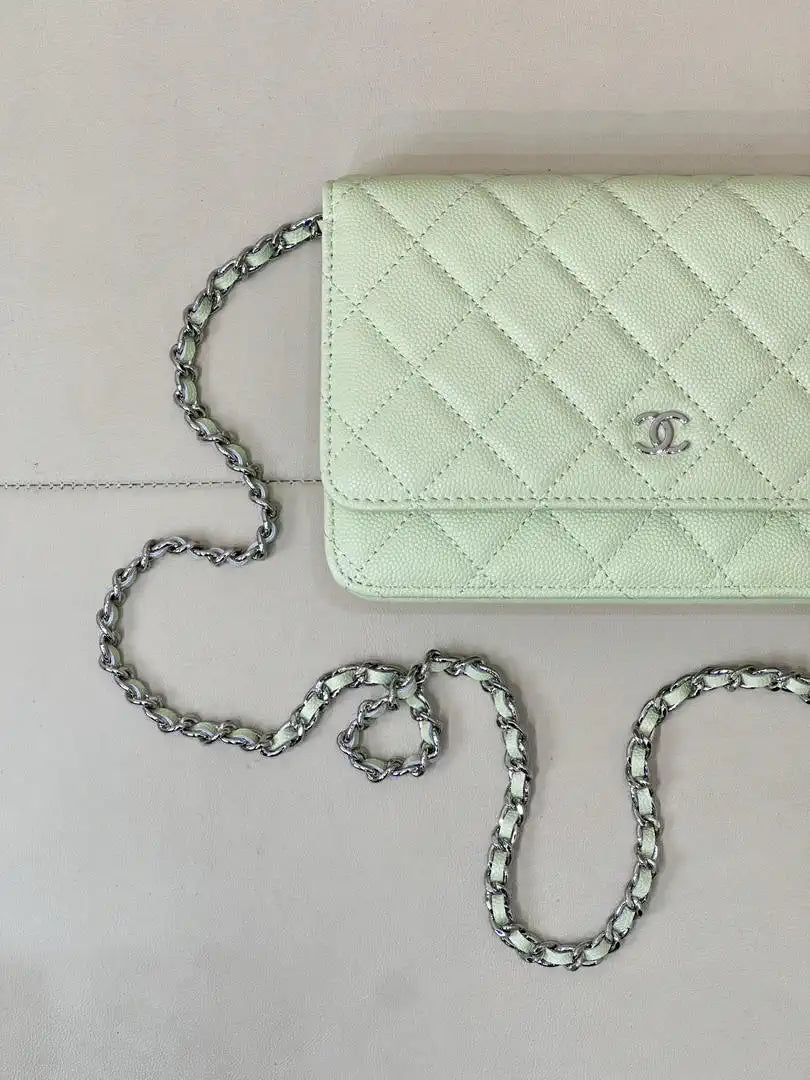 Chanel AP0250 Wallet on Chain Calfskin Light Green
