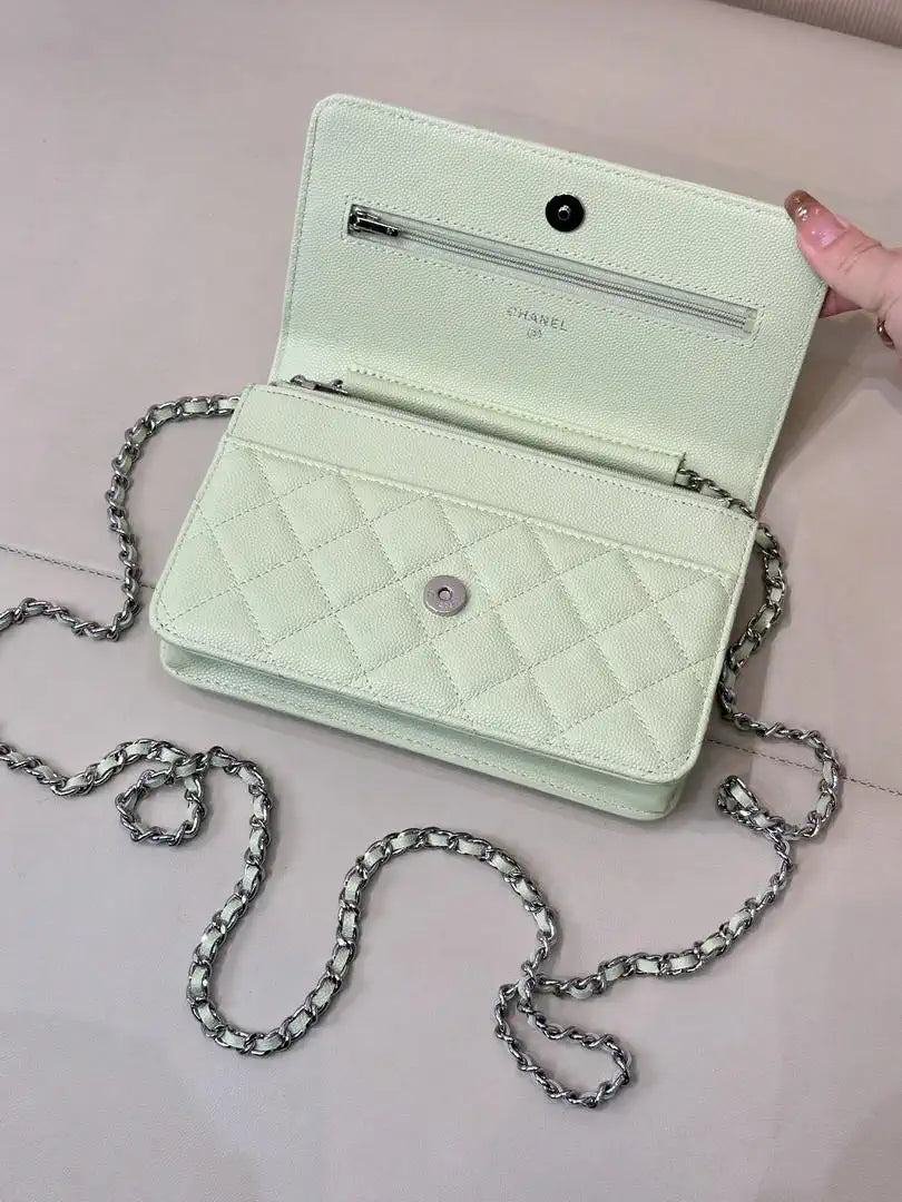 Chanel AP0250 Wallet on Chain Calfskin Light Green