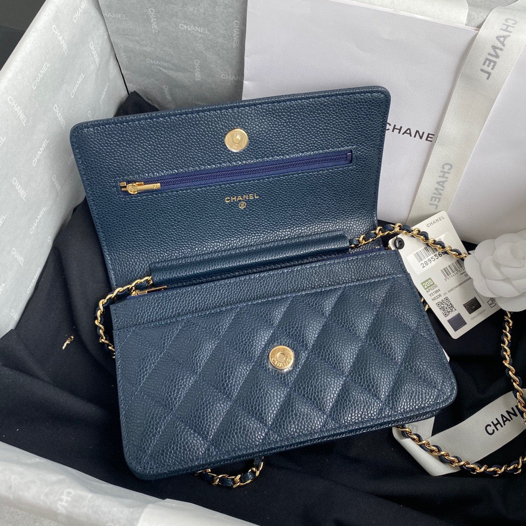 Chanel AP0250 Wallet on Chain Grained Calfskin A33814 Navy Blue - Default Title - View 5