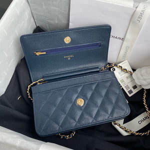 Chanel AP0250 Wallet on Chain Grained Calfskin A33814 Navy Blue - Default Title - View 5