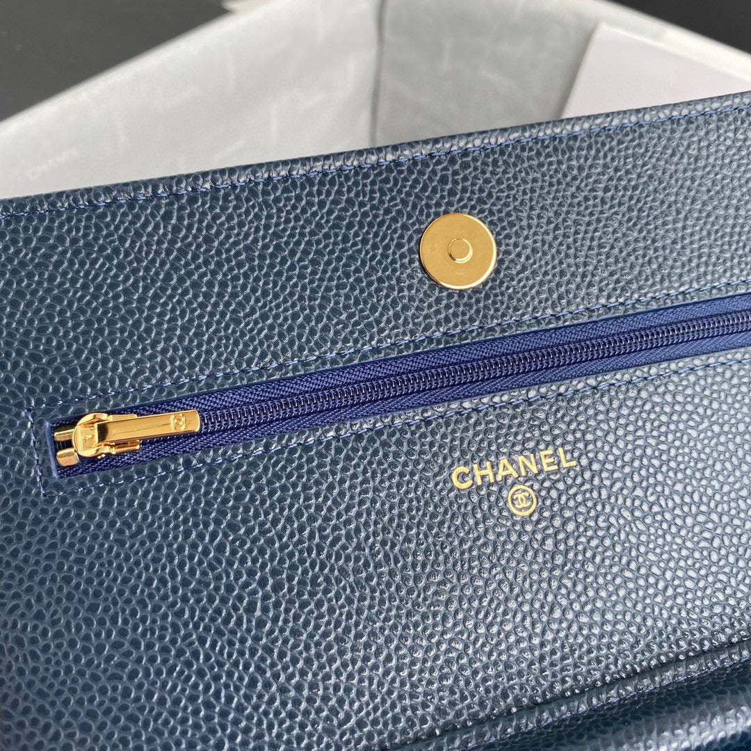 Chanel AP0250 Wallet on Chain Grained Calfskin A33814 Navy Blue - Default Title - View 6