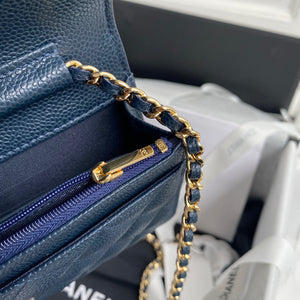 Chanel AP0250 Wallet on Chain Grained Calfskin A33814 Navy Blue - Default Title - View 8