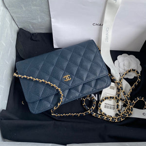 Chanel AP0250 Wallet on Chain Grained Calfskin A33814 Navy Blue - Default Title - View 9