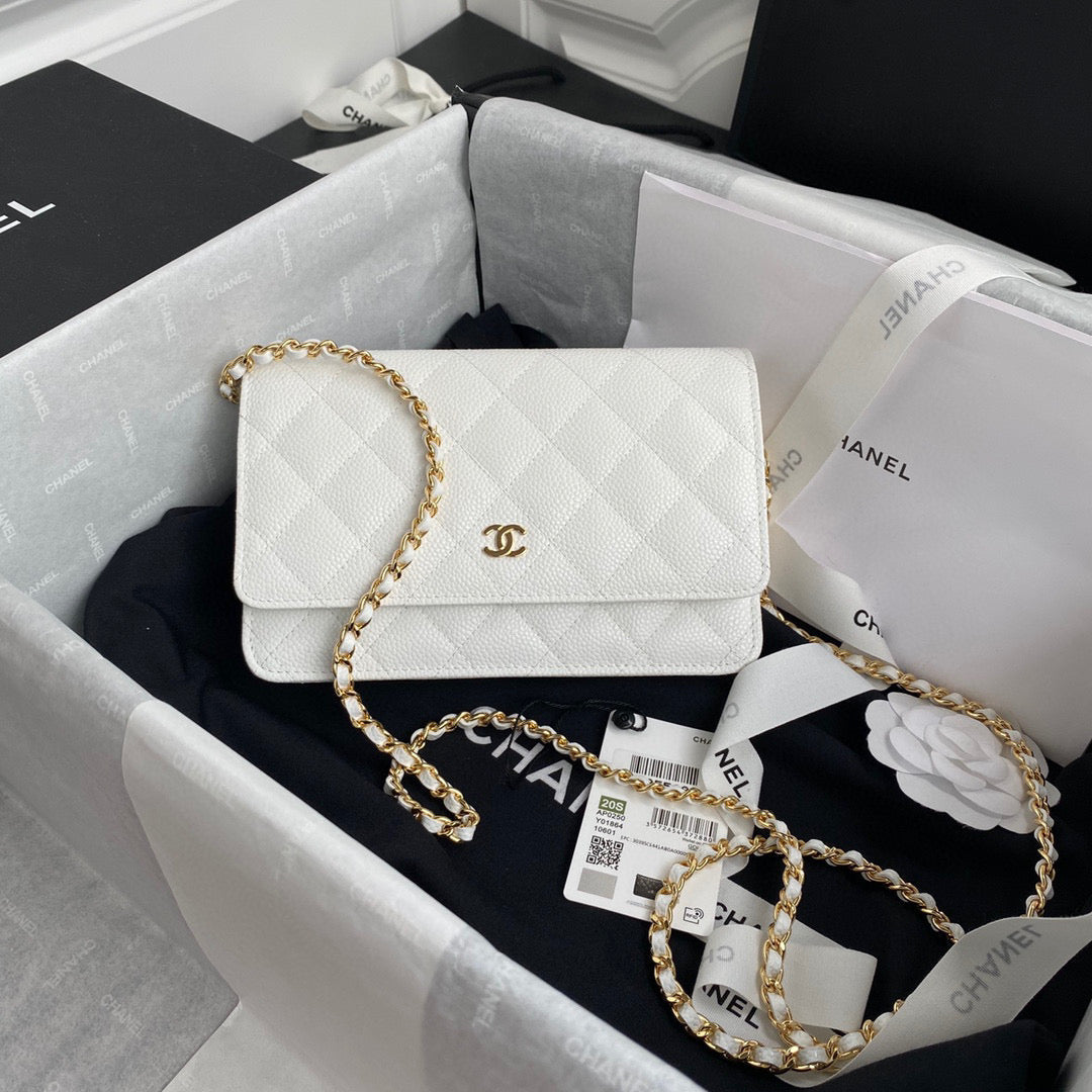 Chanel AP0250 Wallet on Chain Grained Calfskin A33814 White - Default Title - View 1