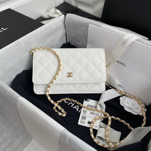 Chanel AP0250 Wallet on Chain Grained Calfskin A33814 White - Default Title - View 1
