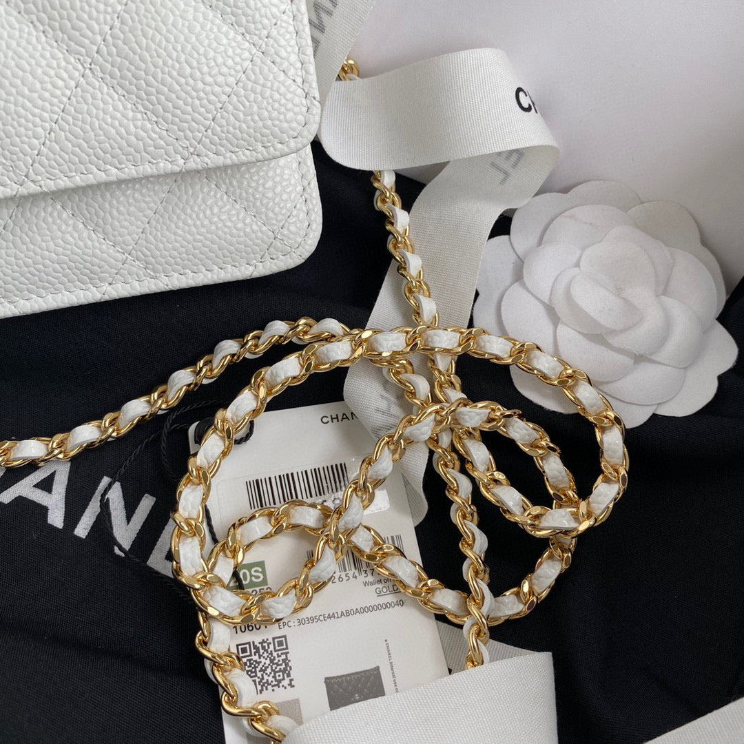 Chanel AP0250 Wallet on Chain Grained Calfskin A33814 White - Default Title - View 4