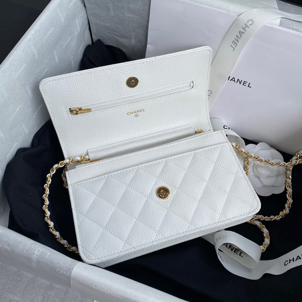 Chanel AP0250 Wallet on Chain Grained Calfskin A33814 White